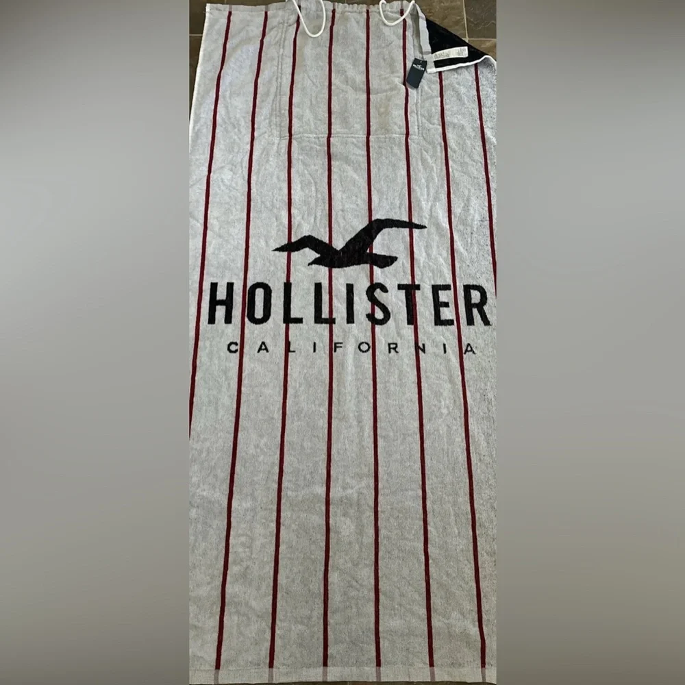 Rare Special Edition Hollister Backpack Beach Towel 59x30 White Red Blue. Cotton
